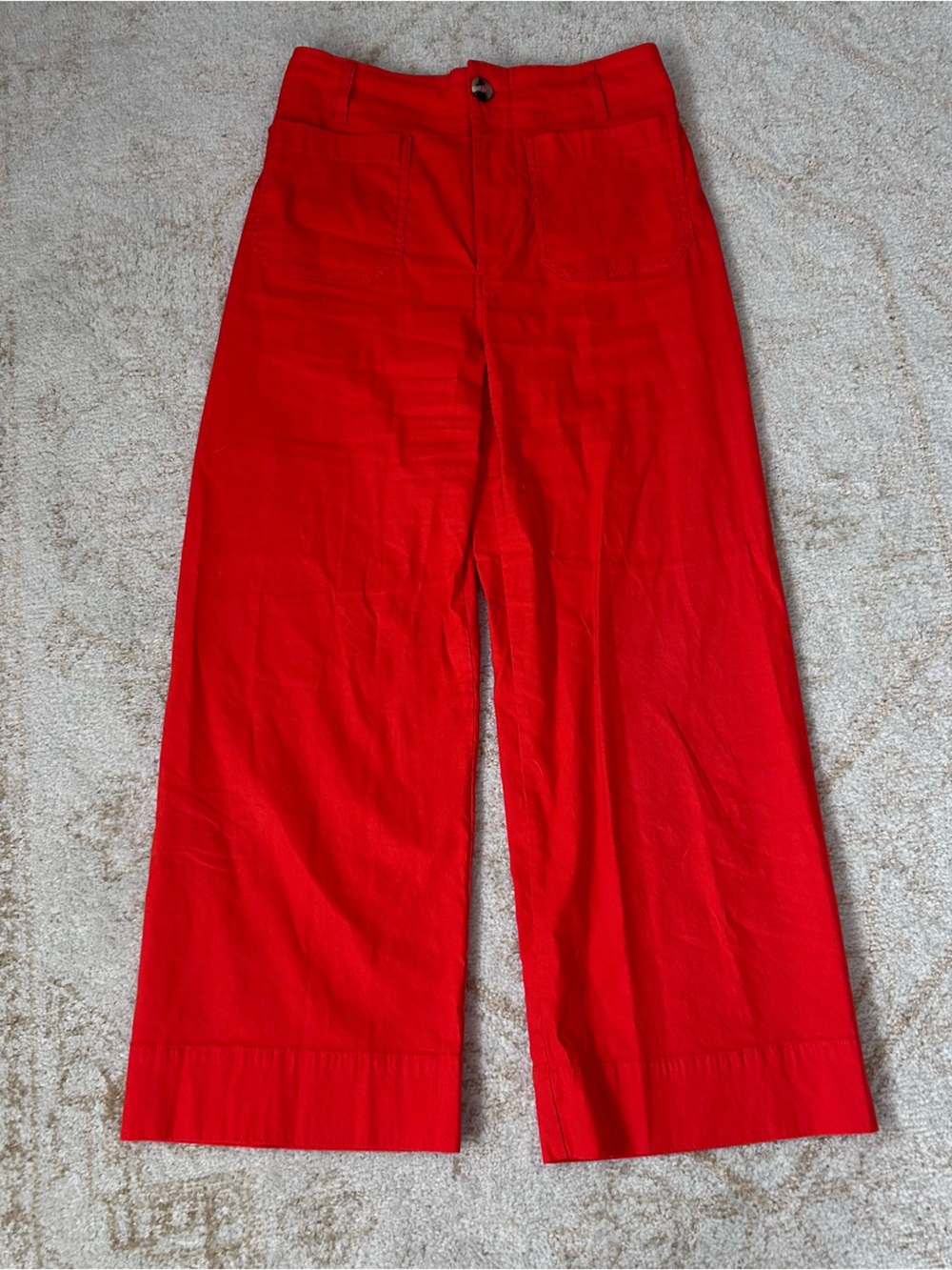 Anthropologie Bold Red Wide-Leg cropped Colette pants